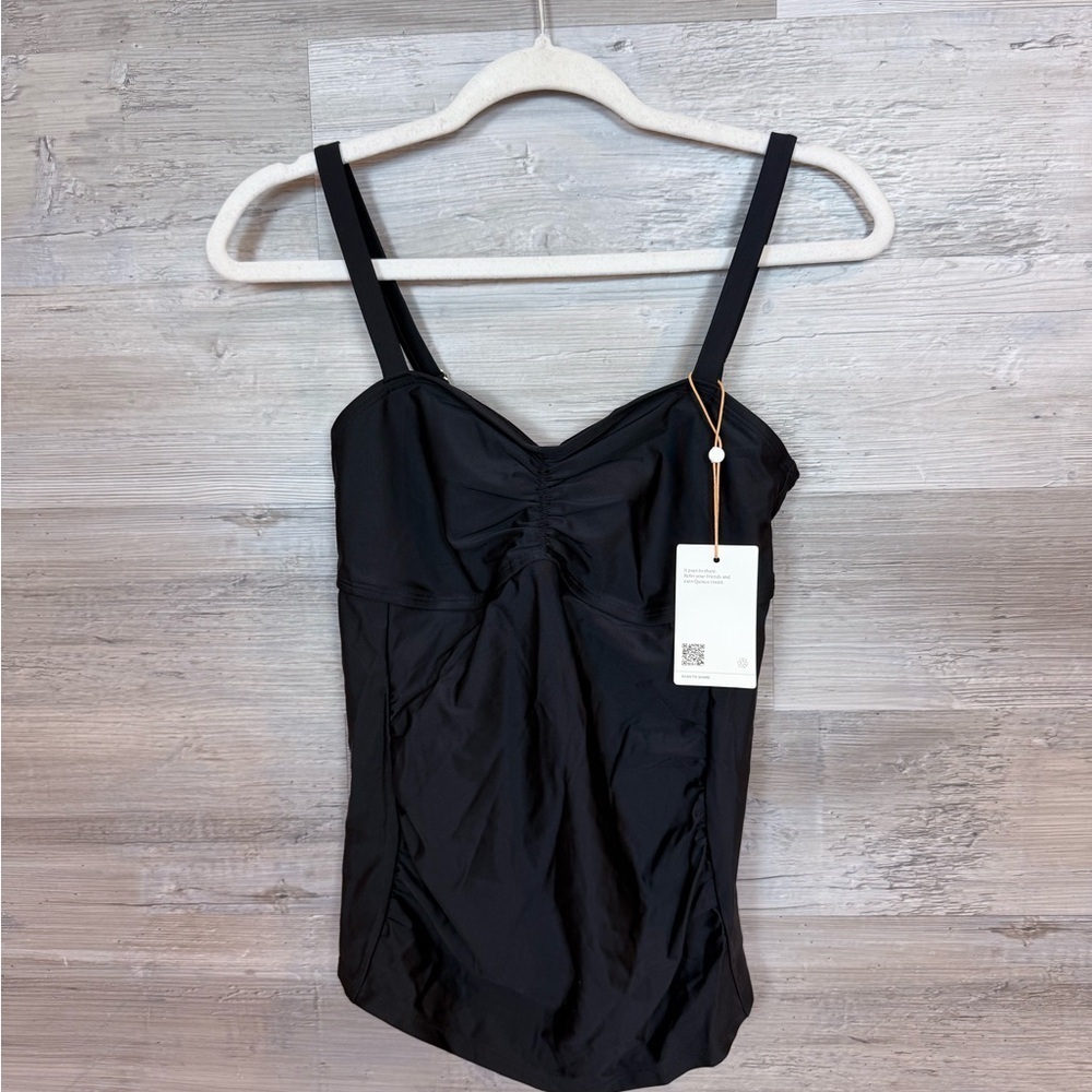 Quince Black Ruched Tankini Swim Top NWT Size XS